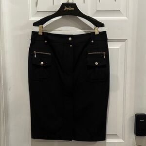 Escada Black Pencil Skirt with Pocket Details